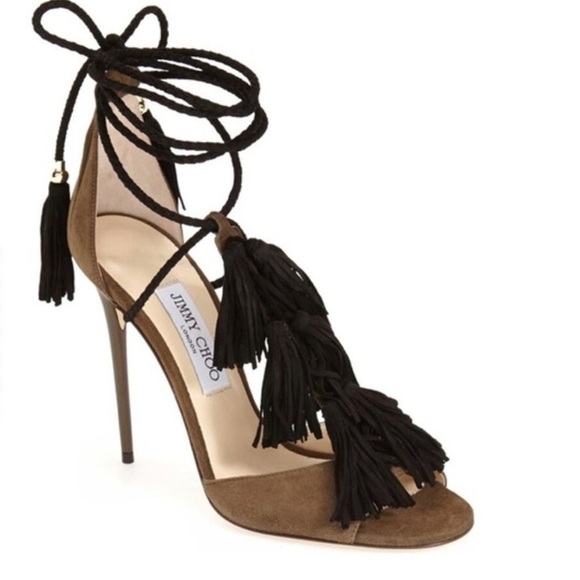Jimmy Choo Size 6.5 Mindy Suede Fringe Accent Tassel Stiletto Heels - Picture 1 of 10